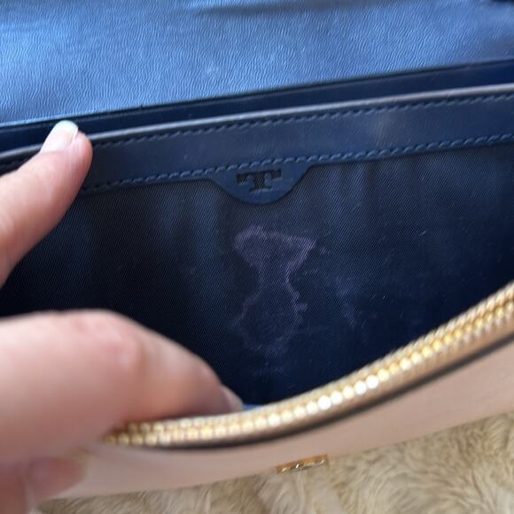 Tory Burch Robinson Leather Chain Wallet Crossbody Bag Shell Pink - Picture 7 of 10